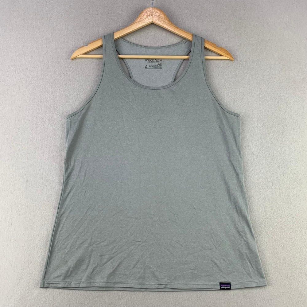 Patagonia Capilene Daily Baselayer Tank Women M Gray Racerback Hiking Athletic